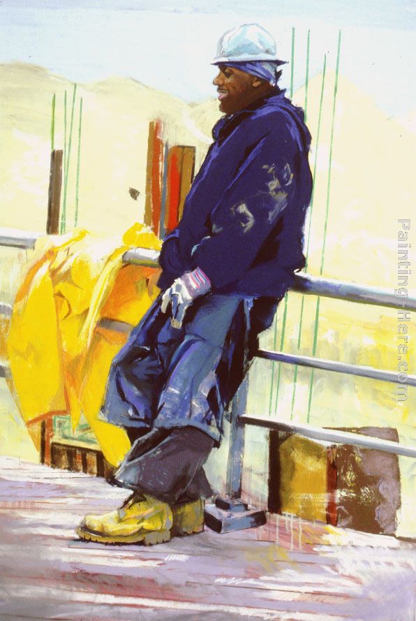 Construction Worker painting - Rhoda Yanow Construction Worker art painting Construction Worker painting - Rhoda Yanow Construction Worker art painting